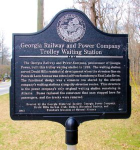 Georgia Railway and Power Company Trolley Waiting Station Marker