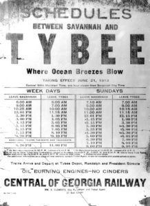 Central of Georgia Schedule from Tybee to Savannah