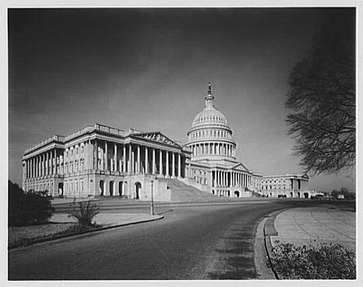 Horydczak, Theodor, Approximately, photographer. U.S. Capitol exteriors. East front of U.S. Capitol, whole building from side. United States Washington D.C. District of Columbia Washington D.C, None. ca. 1920-ca. 1950. Photograph. https://www.loc.gov/item/2019681940/.