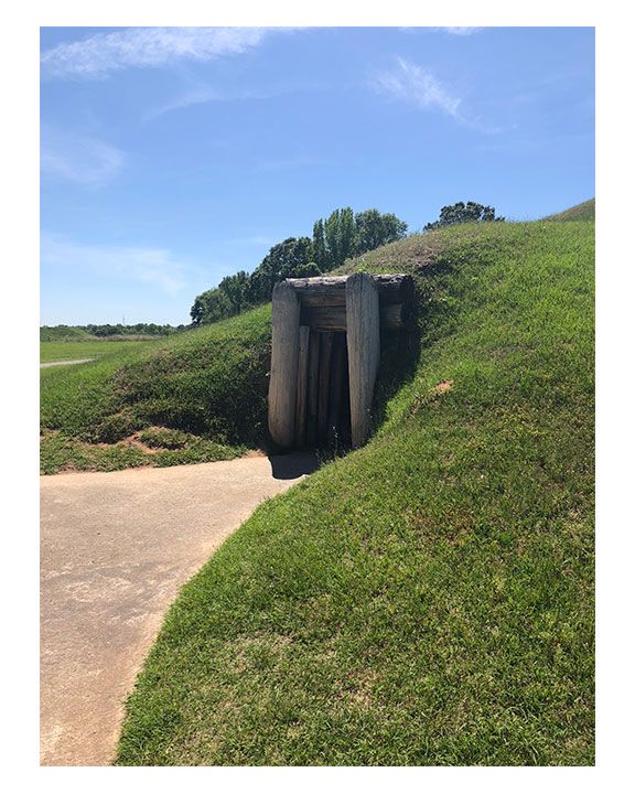 Wagner-Fig-1-small 1. Entrance to the Earth Lodge. Photograph by author. April 27, 2019. Courtesy of Ocmulgee National Monument.