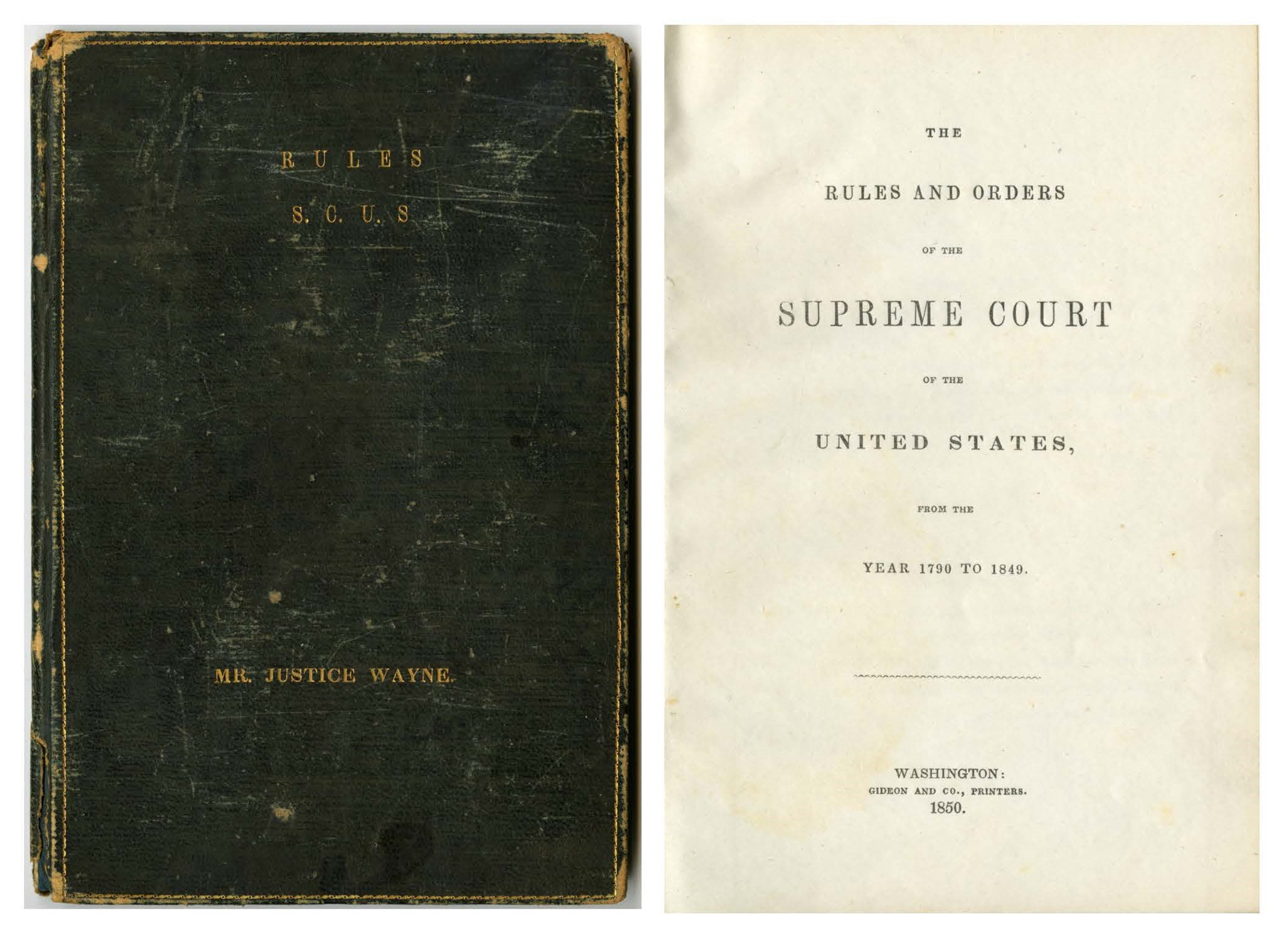 Supreme Court of the United States Rule Book, James Moore Wayne papers, MS 845 next hit, Georgia Historical Society, Savannah, Georgia.