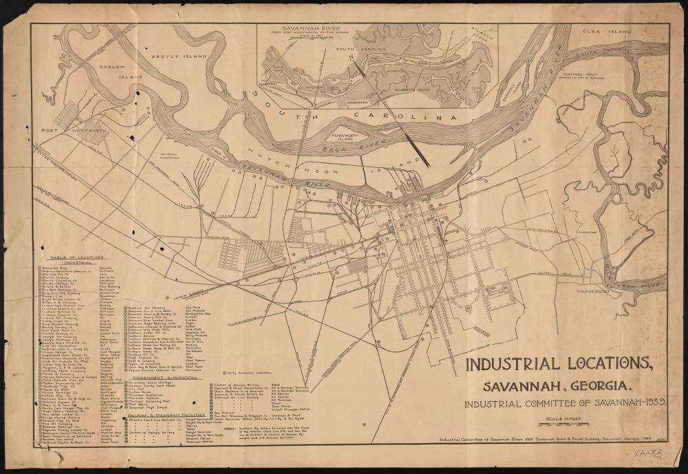 JS_8_industrial_map_of_savannah_fertilizer_companies Map of the Industrial locations by the Industrial Committee of Savannah.