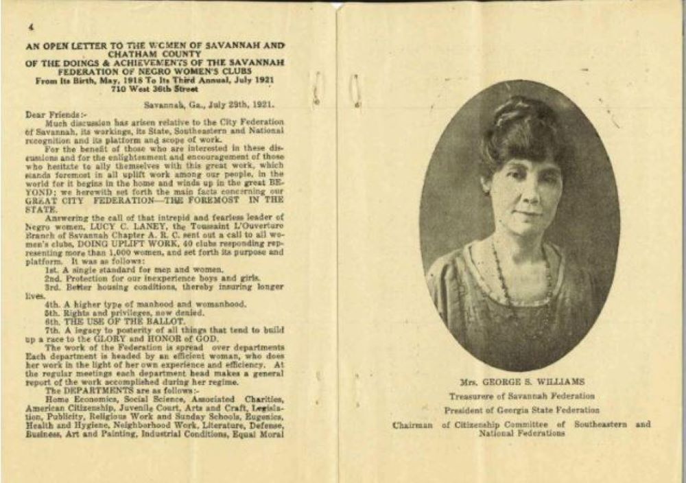 SBloomingfield-fig1 Program from the third Annual Meeting of the Savannah Federation of Negro Women’s Clubs pages 4-5 from the Maude Hayward Collection on Women’s Clubs, MS 1278, provided by the Georgia History Festival