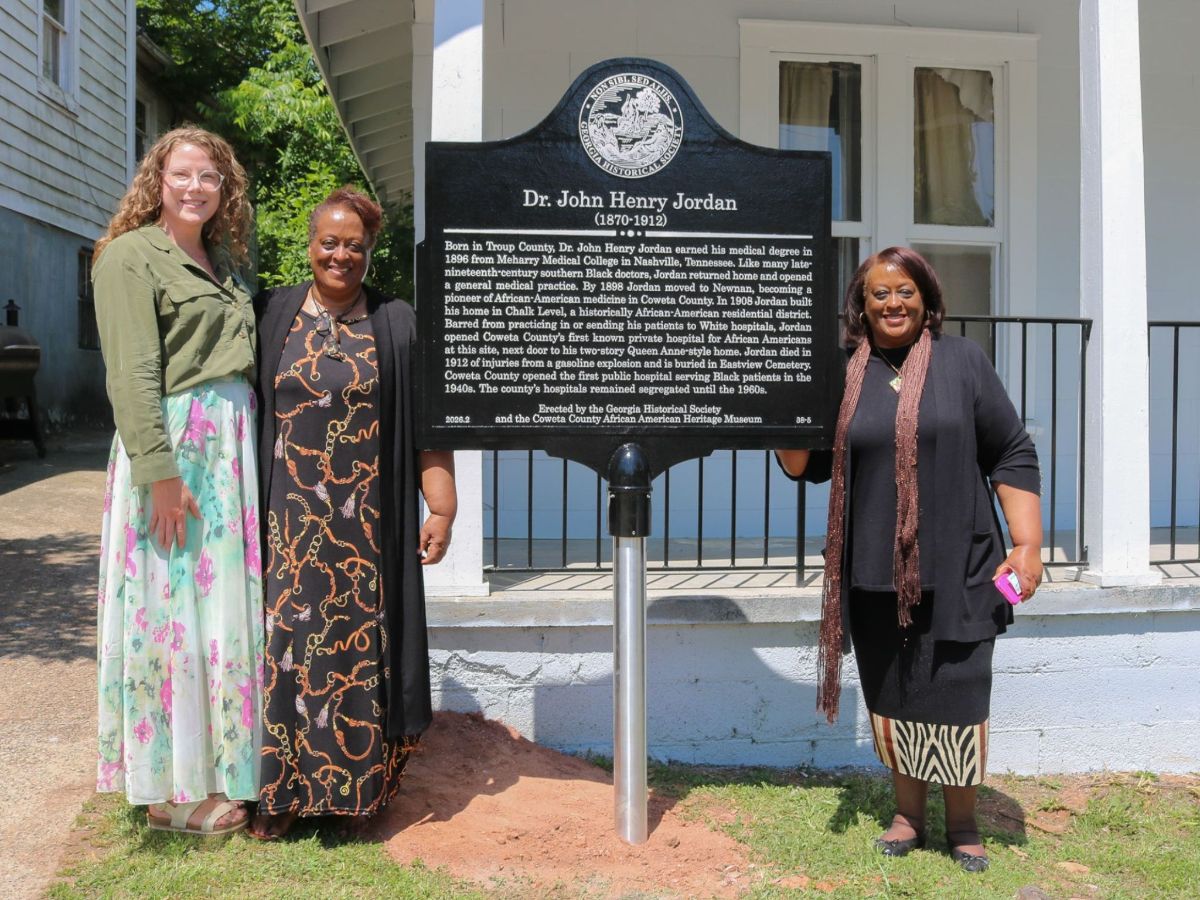 Left to right, Breana James, Program Manager, Georgia Historical Society; Velma L. Alexander andRev. Dr. Valerie J. Alexander, owners of the former hospital property.