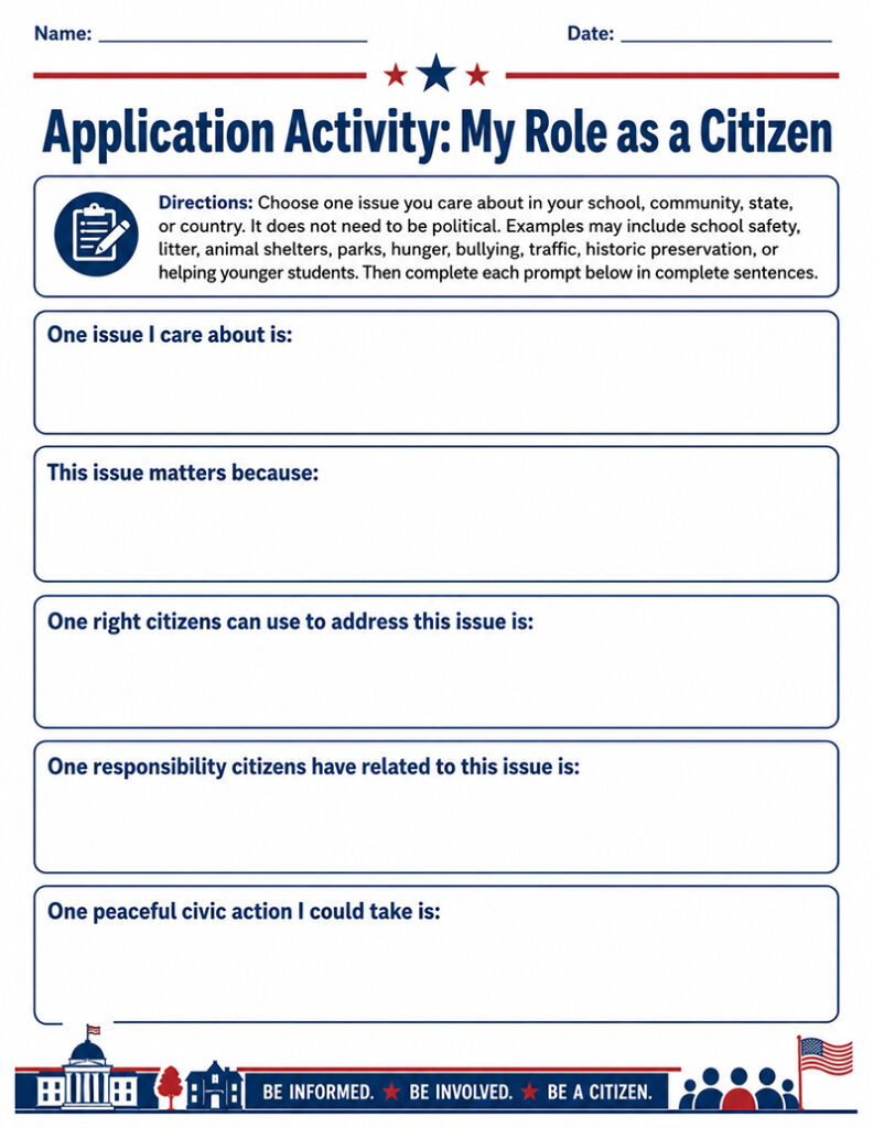 My Role as a Citizen worksheet