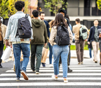 People crossing at a crosswalk