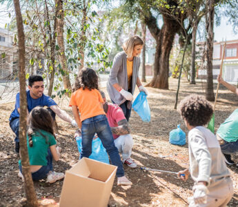 Kids and adults help with neighborhood clean-up
