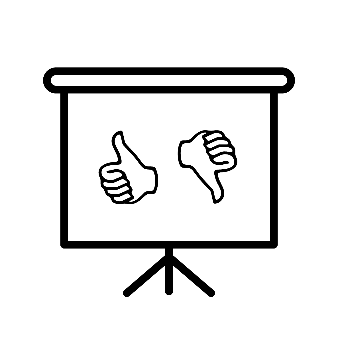 icon of screen with thumbs up and thumbs down