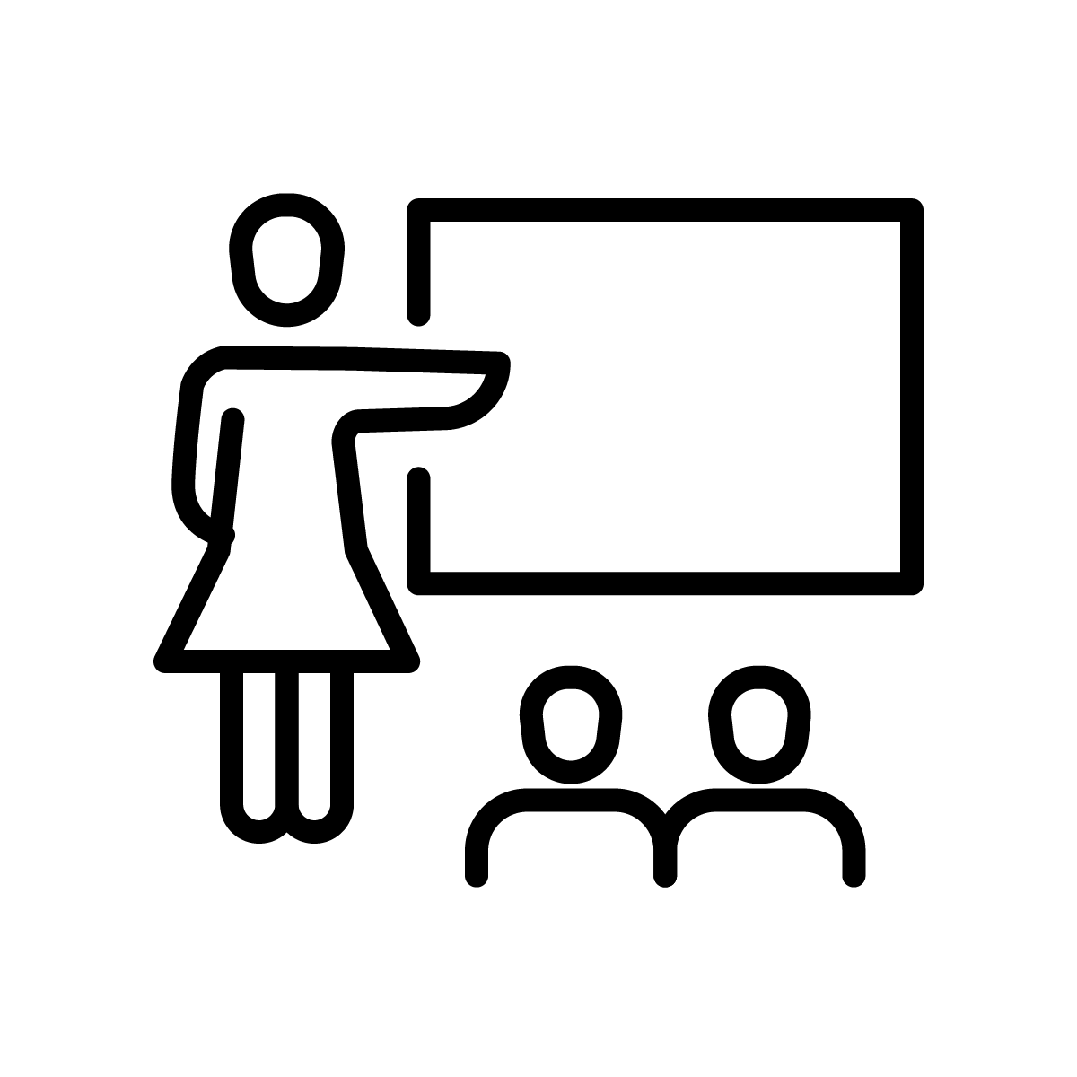 icon of teacher in front of students