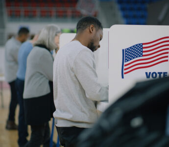 People voting at a polling location